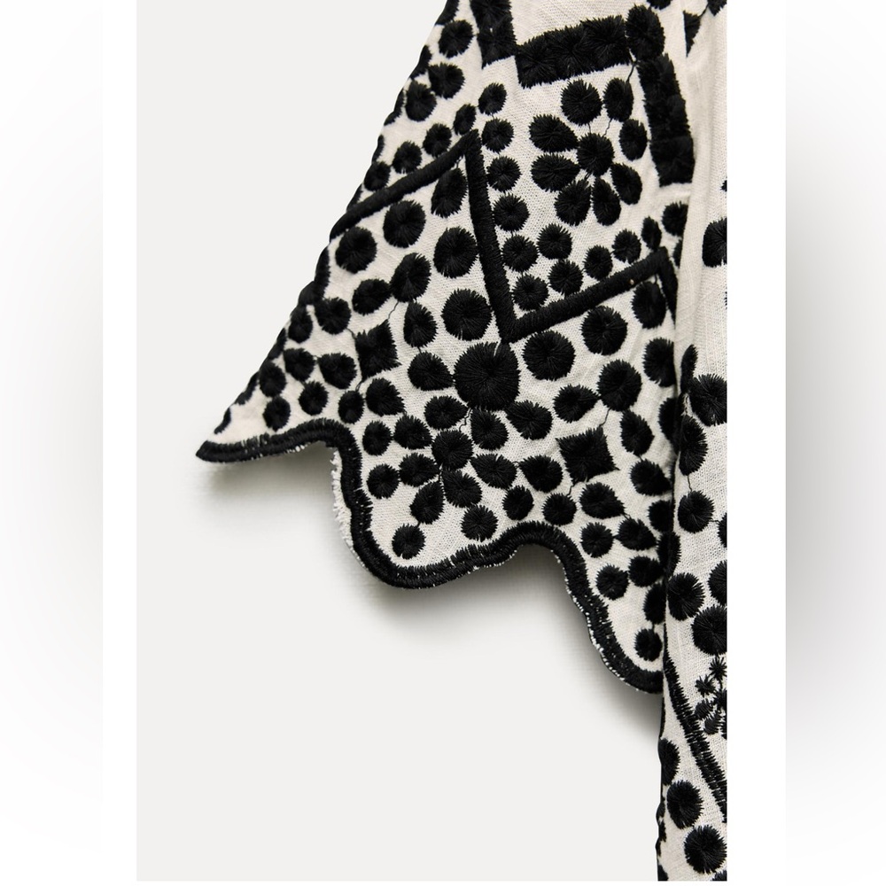 Zara contrast embroidered shirt. ZW collection - Picture 9 of 10